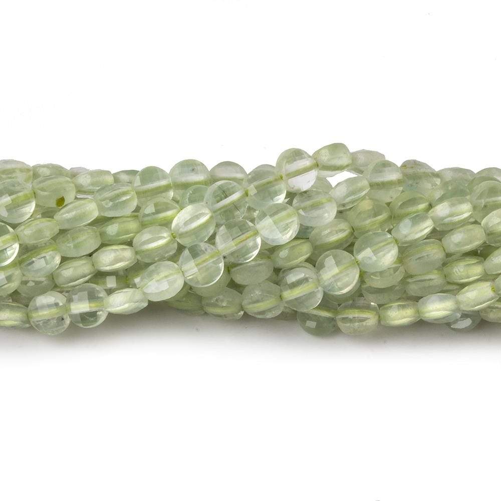 4mm Prehnite checkerboard calibrated faceted coins 12.5 inch 85 beads AAA (ONLINE ORDER ONLY)