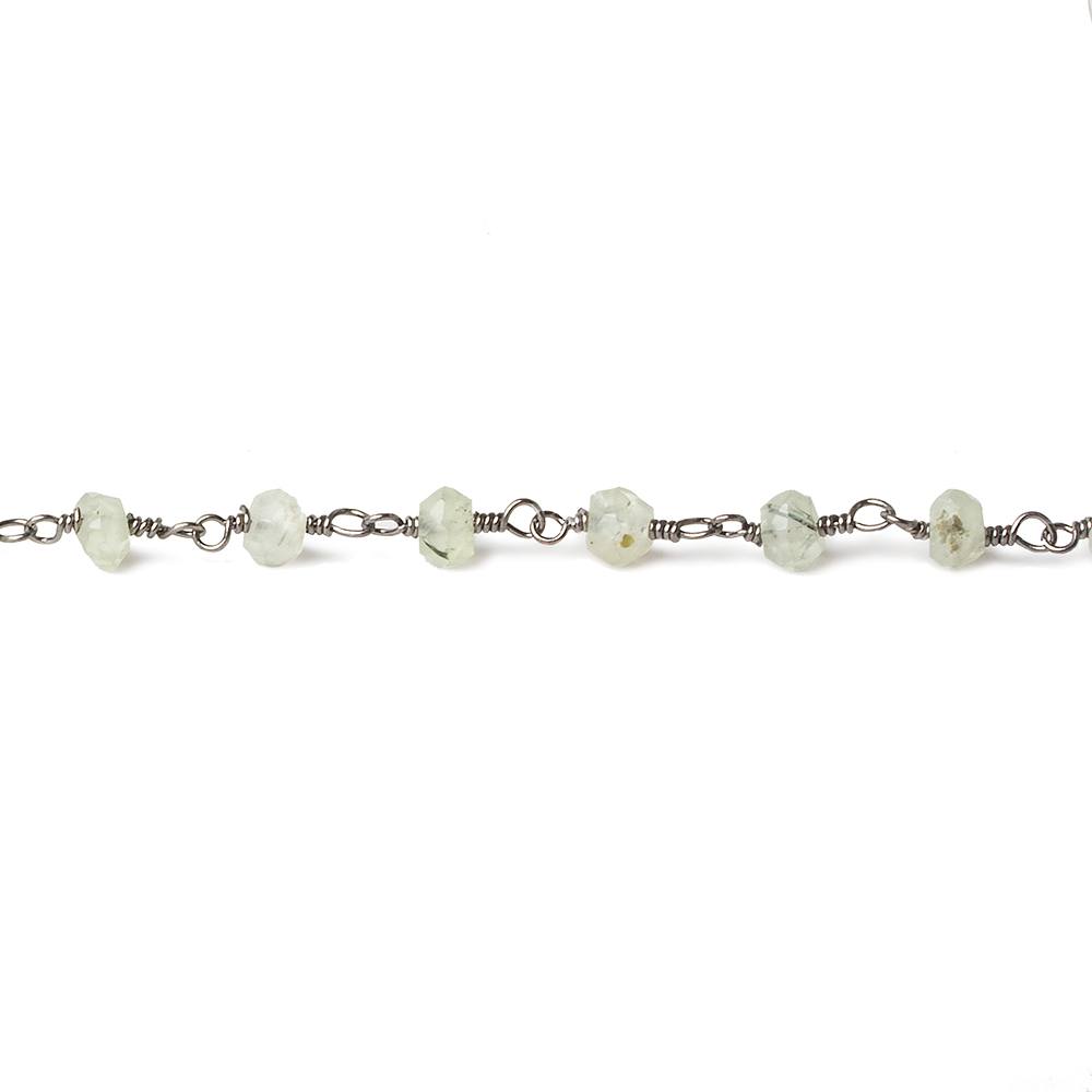 4mm Prehnite faceted rondelle Black Gold plated Chain by the foot 33 beads (ONLINE ORDER ONLY)