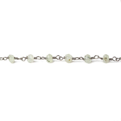 4mm Prehnite faceted rondelle Black Gold plated Chain by the foot 33 beads (ONLINE ORDER ONLY)
