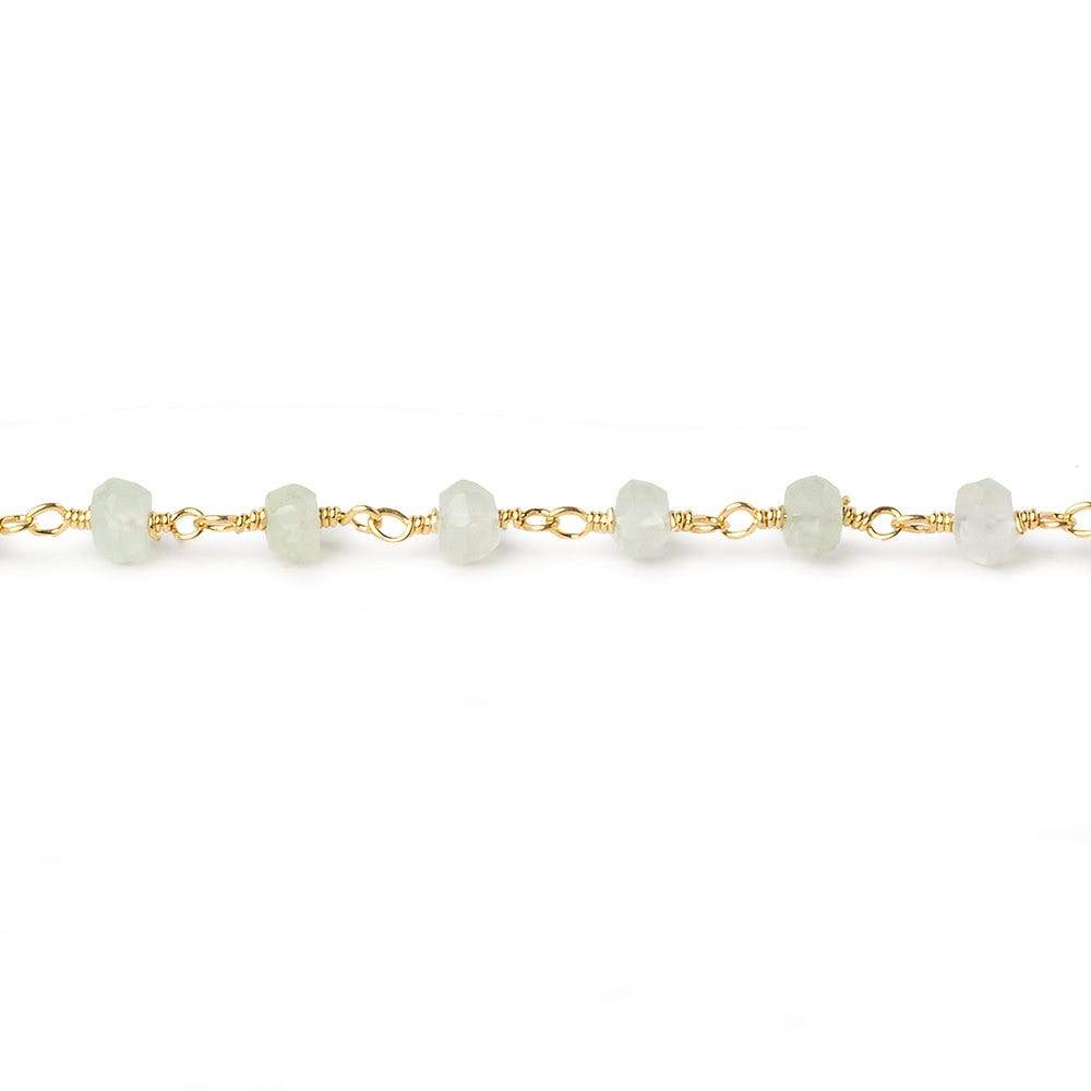 4mm Prehnite faceted rondelle Gold plated Chain by the foot 33 beads (ONLINE ORDER ONLY)
