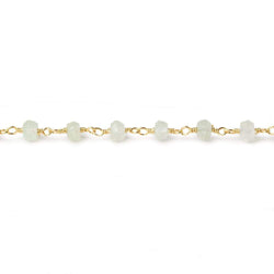4mm Prehnite faceted rondelle Gold plated Chain by the foot 33 beads (ONLINE ORDER ONLY)