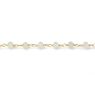 4mm Prehnite faceted rondelle Gold plated Chain by the foot 33 beads (ONLINE ORDER ONLY)