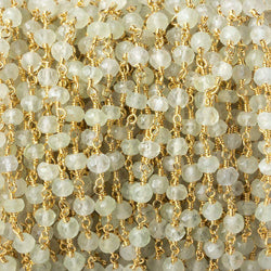4mm Prehnite faceted rondelle Gold plated Chain by the foot 33 beads (ONLINE ORDER ONLY)