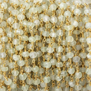 4mm Prehnite faceted rondelle Gold plated Chain by the foot 33 beads (ONLINE ORDER ONLY)