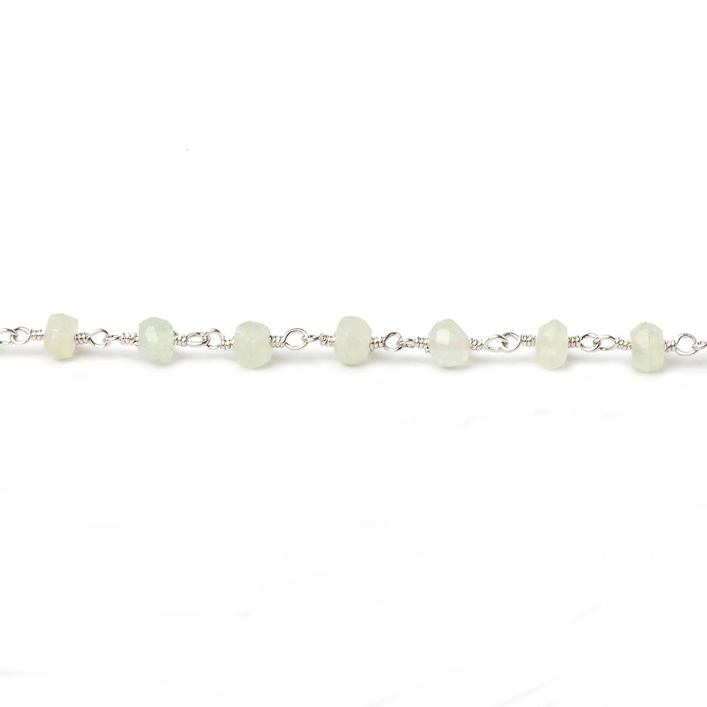 4mm Prehnite faceted rondelle Silver plated Chain by the foot 33 beads (ONLINE ORDER ONLY)