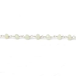 4mm Prehnite faceted rondelle Silver plated Chain by the foot 33 beads (ONLINE ORDER ONLY)