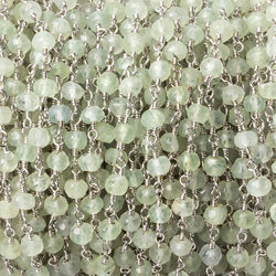 4mm Prehnite faceted rondelle Silver plated Chain by the foot 33 beads (ONLINE ORDER ONLY)