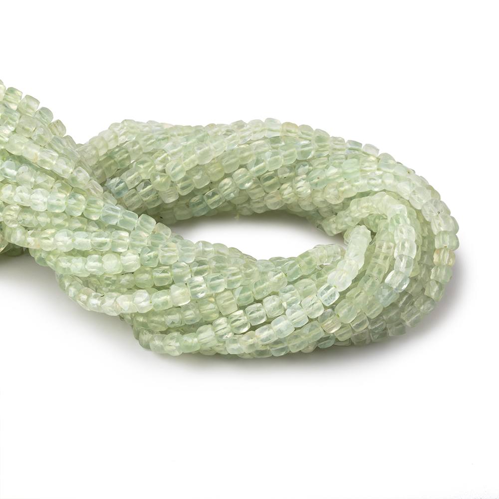 4mm Prehnite Micro Faceted Cube Beads 12 inch 80 pieces (ONLINE ORDER ONLY)
