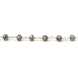 4mm Pyrite faceted rondelle .925 Silver Chain by the foot 35 pieces (ONLINE ORDER ONLY)