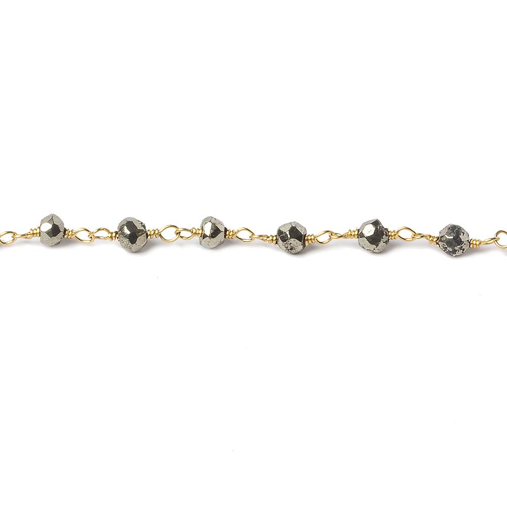 4mm Pyrite faceted rondelle Gold Chain by the foot 34 pieces (ONLINE ORDER ONLY)