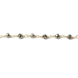 4mm Pyrite faceted rondelle Gold Chain by the foot 34 pieces (ONLINE ORDER ONLY)