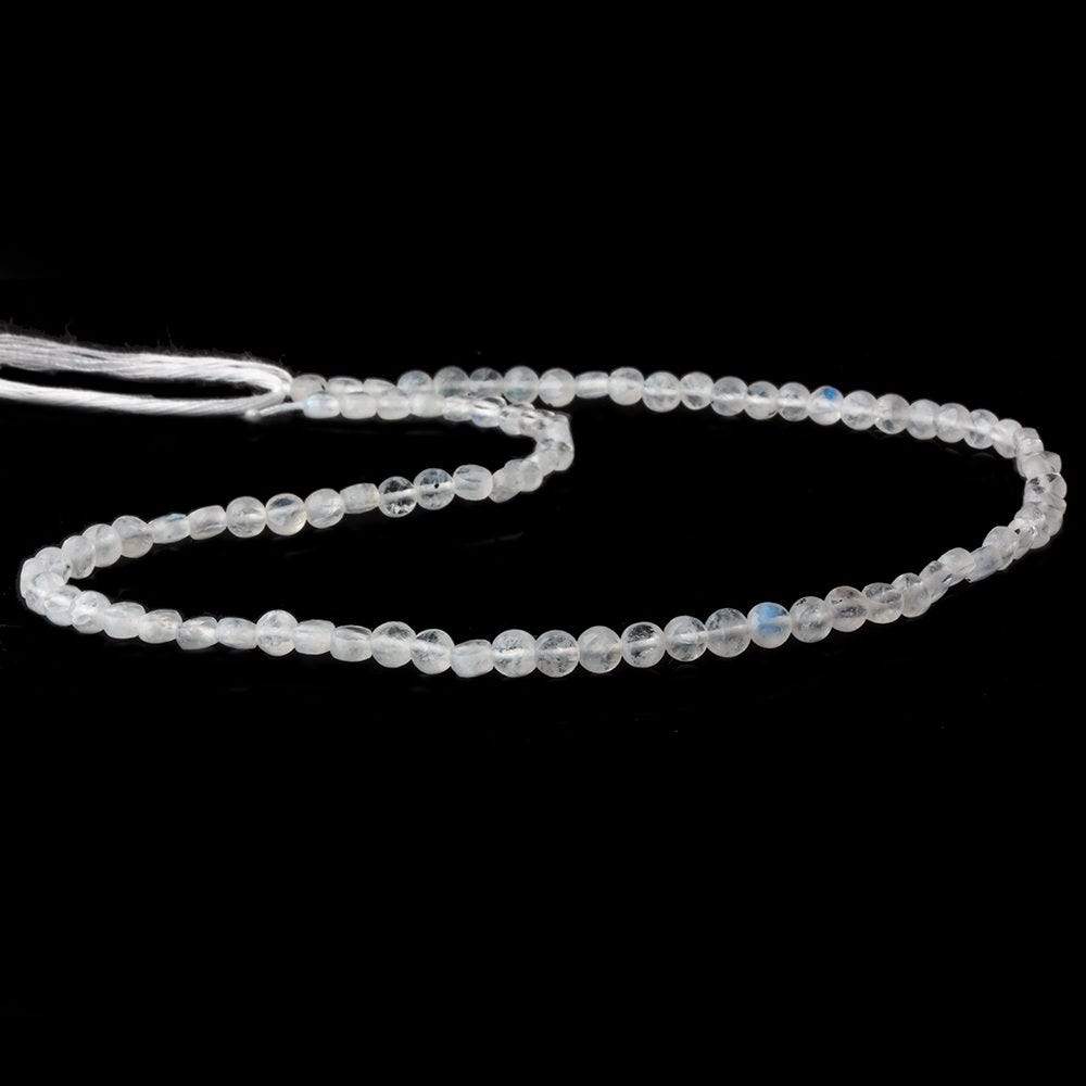 4mm Rainbow Moonstone checkerboard calibrated faceted coins 12.5 inch 85 beads AAA (ONLINE ORDER ONLY)