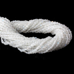 4mm Rainbow Moonstone checkerboard calibrated faceted coins 12.5 inch 85 beads AAA (ONLINE ORDER ONLY)