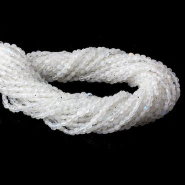 4mm Rainbow Moonstone checkerboard calibrated faceted coins 12.5 inch 85 beads AAA (ONLINE ORDER ONLY)