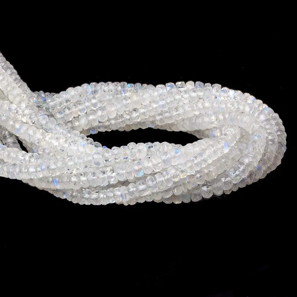 4mm Rainbow Moonstone Faceted Rondelle Beads 10 inch 105 beads AAA (ONLINE ORDER ONLY)
