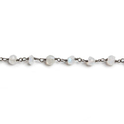 4mm Rainbow Moonstone faceted rondelle Black Gold Chain by the foot 34 pcs (ONLINE ORDER ONLY)