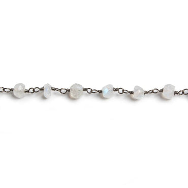 4mm Rainbow Moonstone faceted rondelle Black Gold Chain by the foot 34 pcs (ONLINE ORDER ONLY)