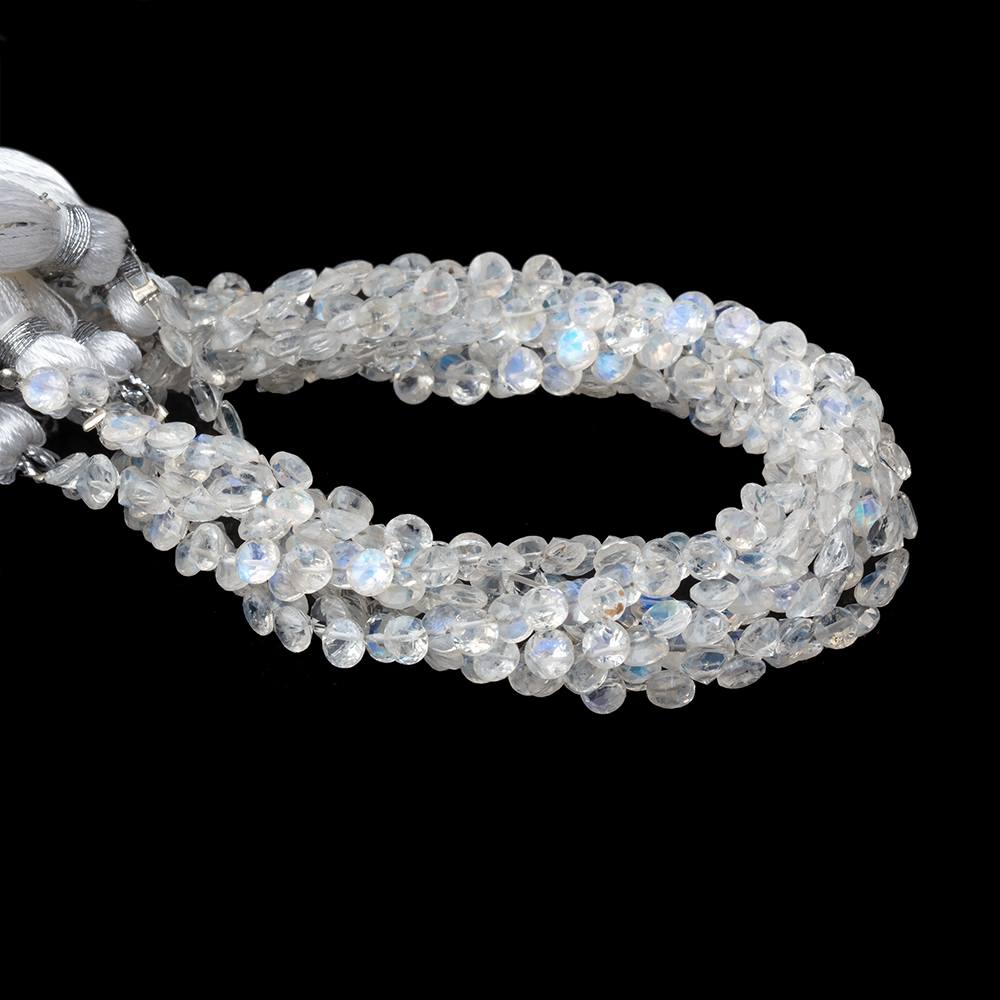 4mm Rainbow Moonstone Pavilion Faceted Coin Beads 7 inch 66 pieces AAA (ONLINE ORDER ONLY)
