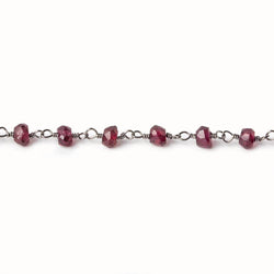 4mm Rhodolite Garnet faceted rondelle Black Gold Chain by the foot 40 beads (ONLINE ORDER ONLY)