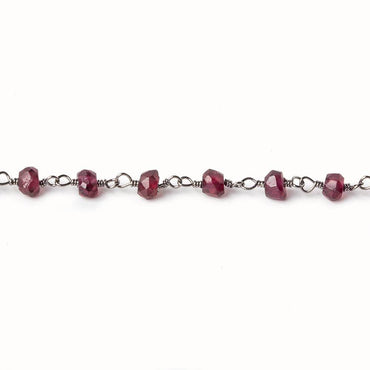 4mm Rhodolite Garnet faceted rondelle Black Gold Chain by the foot 40 beads (ONLINE ORDER ONLY)