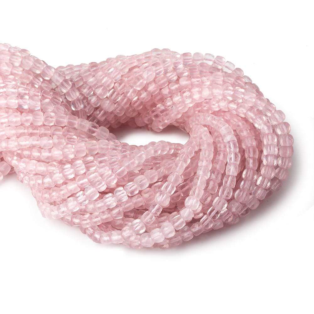 4mm Rose Quartz micro faceted cubes 12 inch 80 beads (ONLINE ORDER ONLY)