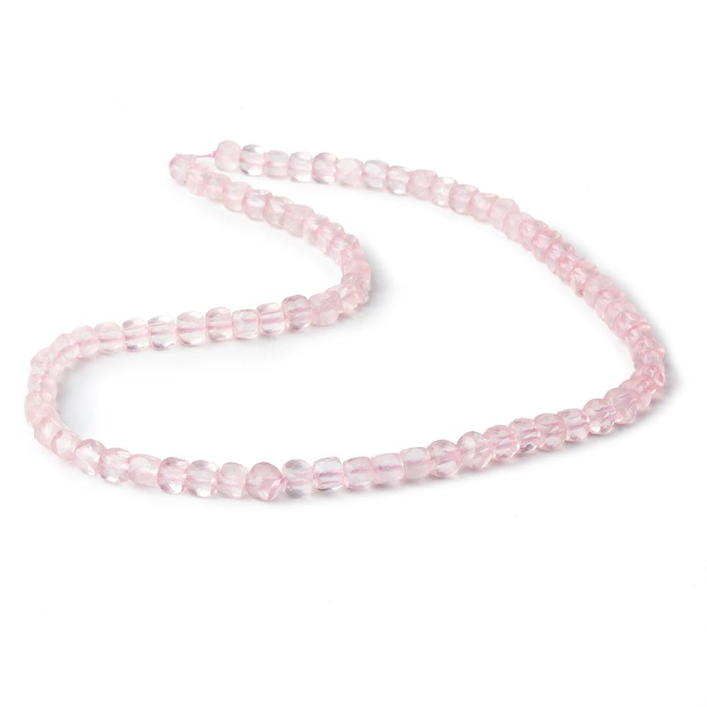 4mm Rose Quartz micro faceted cubes 12 inch 80 beads (ONLINE ORDER ONLY)