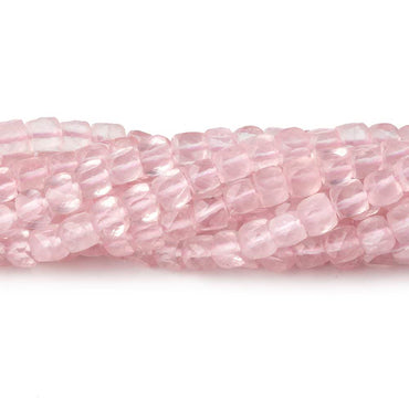 4mm Rose Quartz micro faceted cubes 12 inch 80 beads (ONLINE ORDER ONLY)