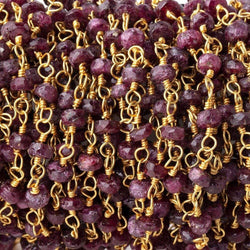 4mm Ruby faceted rondelle Gold Plated Chain by the foot 32 pieces (ONLINE ORDER ONLY)