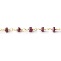 4mm Ruby faceted rondelle Gold Plated Chain by the foot 32 pieces (ONLINE ORDER ONLY)