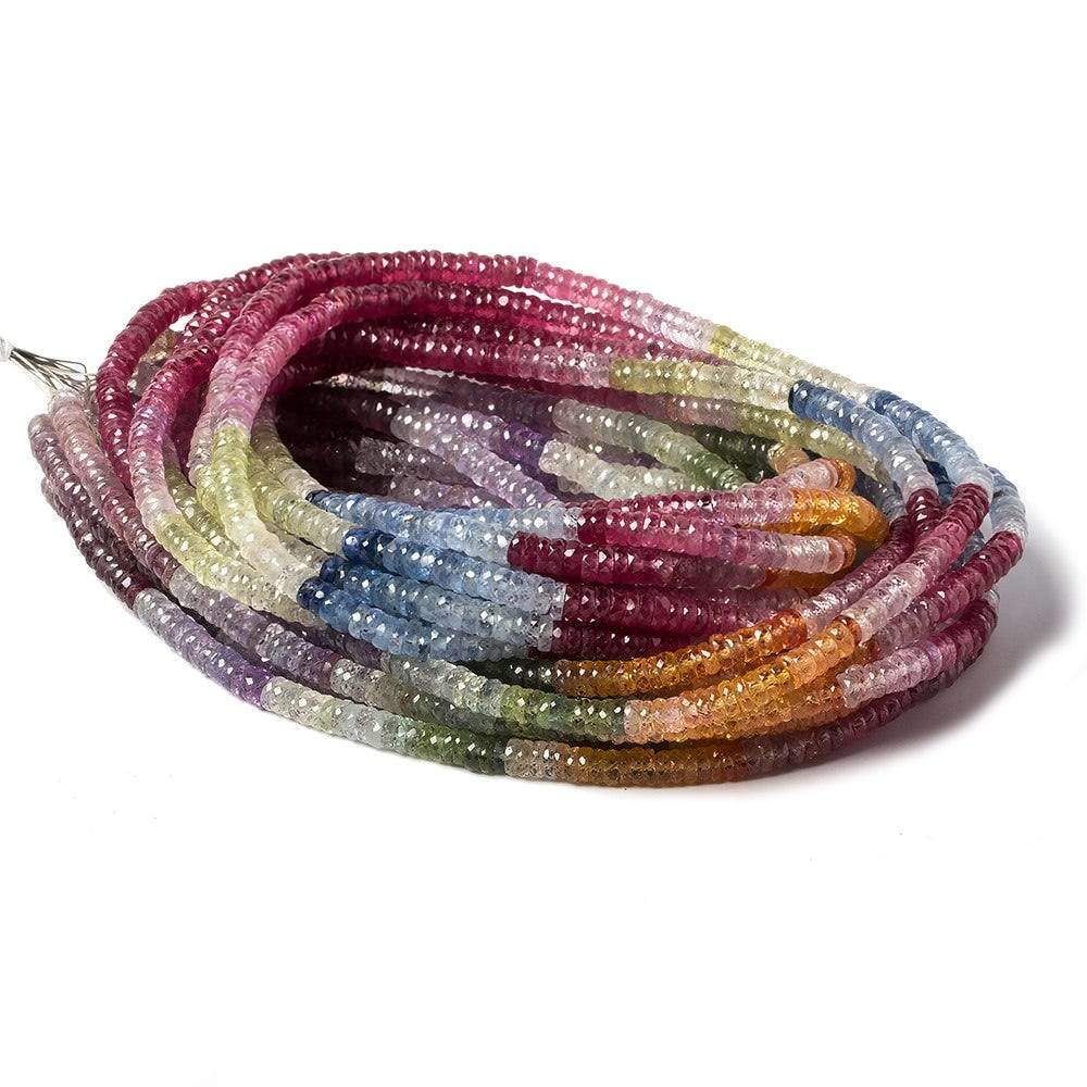 4mm Ruby & Fancy Sapphire faceted rondelle beads 18 inch 325 pieces AA (ONLINE ORDER ONLY)