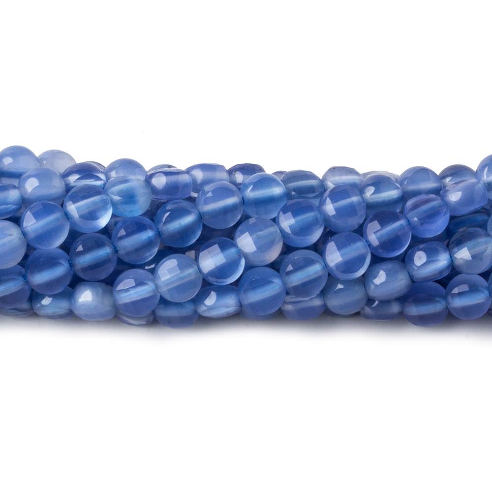 4mm Santorini Blue Chalcedony checkerboard calibrated faceted coins 12.5 inch 85 beads AAA (ONLINE ORDER ONLY)