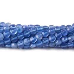 4mm Santorini Blue Chalcedony checkerboard calibrated faceted coins 12.5 inch 85 beads AAA (ONLINE ORDER ONLY)