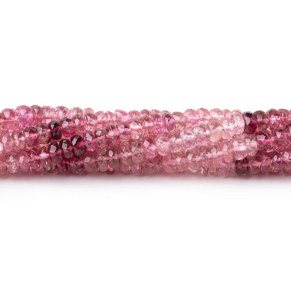 4mm Shaded Pink Tourmaline Faceted Rondelle 14 inch 154 Beads AA (ONLINE ORDER ONLY)