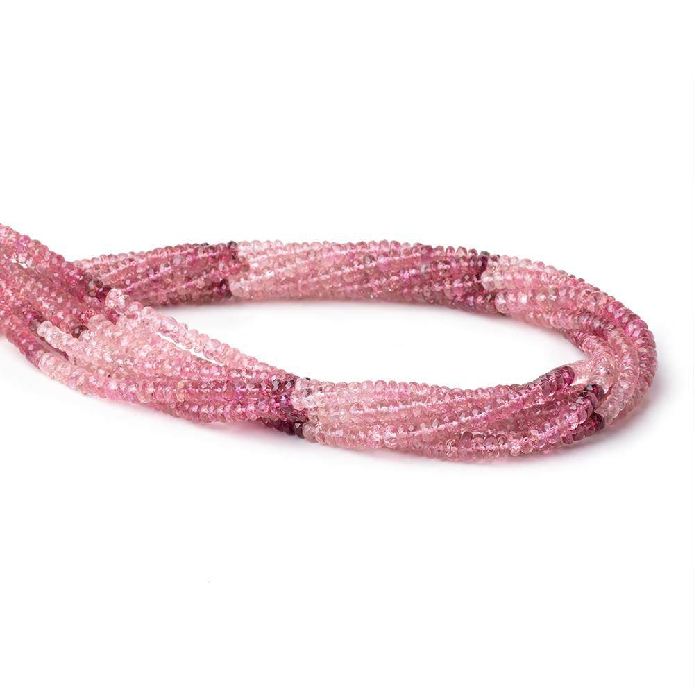 4mm Shaded Pink Tourmaline Faceted Rondelle 14 inch 154 Beads AA (ONLINE ORDER ONLY)