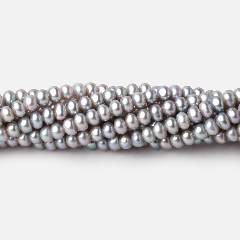 4mm Silver Center Drilled Button Freshwater Pearls 15.5 inch 142 Beads AA (ONLINE ORDER ONLY)