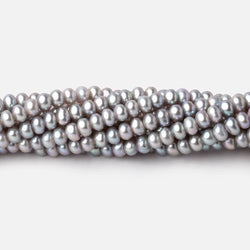 4mm Silver Center Drilled Button Freshwater Pearls 15.5 inch 142 Beads AA (ONLINE ORDER ONLY)