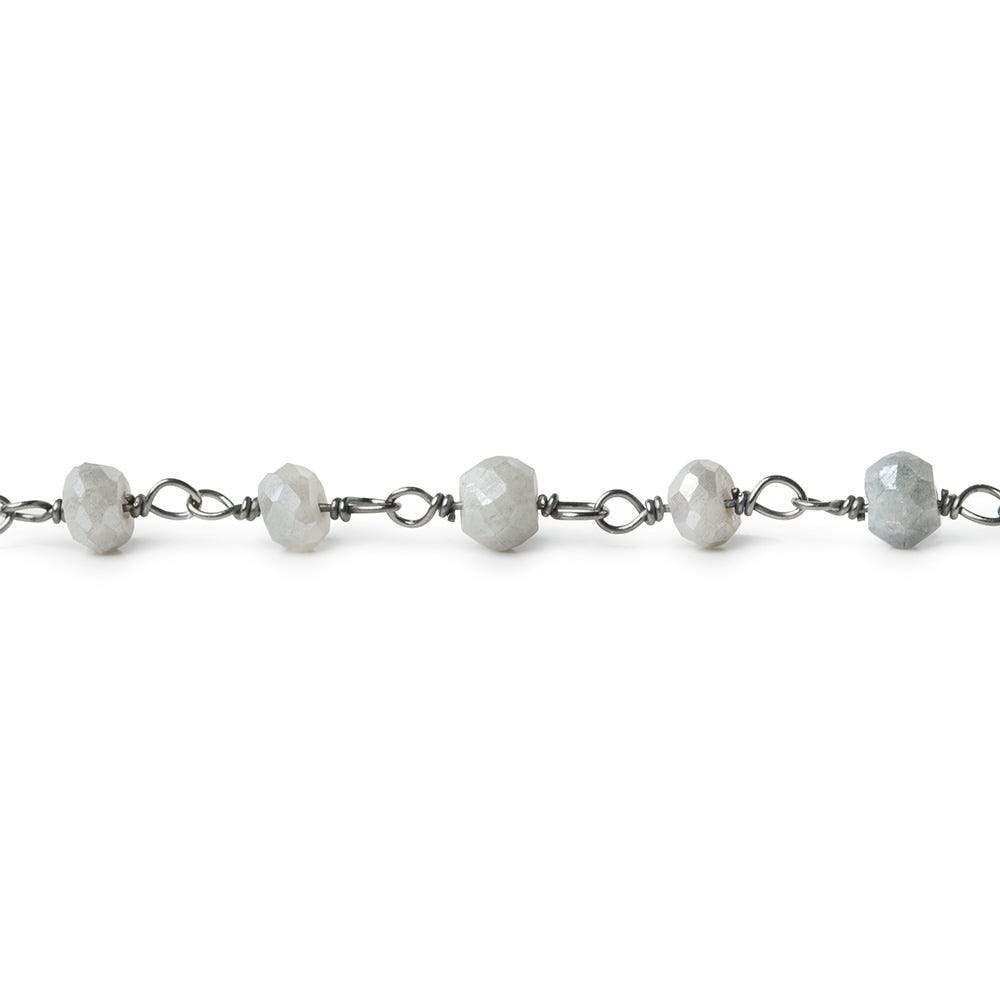 4mm Silver Mystic Quartz faceted rondelle Black Gold .925 Silver Chain by the foot 36 beads (ONLINE ORDER ONLY)