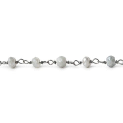 4mm Silver Mystic Quartz faceted rondelle Black Gold .925 Silver Chain by the foot 36 beads (ONLINE ORDER ONLY)