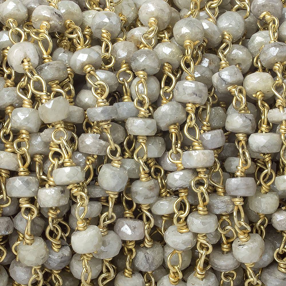 4mm Mystic Sapphire faceted rondelle Vermeil Chain by the foot 36 pieces (ONLINE ORDER ONLY)