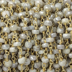 4mm Mystic Sapphire faceted rondelle Vermeil Chain by the foot 36 pieces (ONLINE ORDER ONLY)