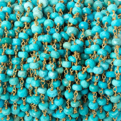 3.5-4mm Sleeping Beauty Turquoise rondelle Vermeil Chain by the foot 39 beads (ONLINE ORDER ONLY)