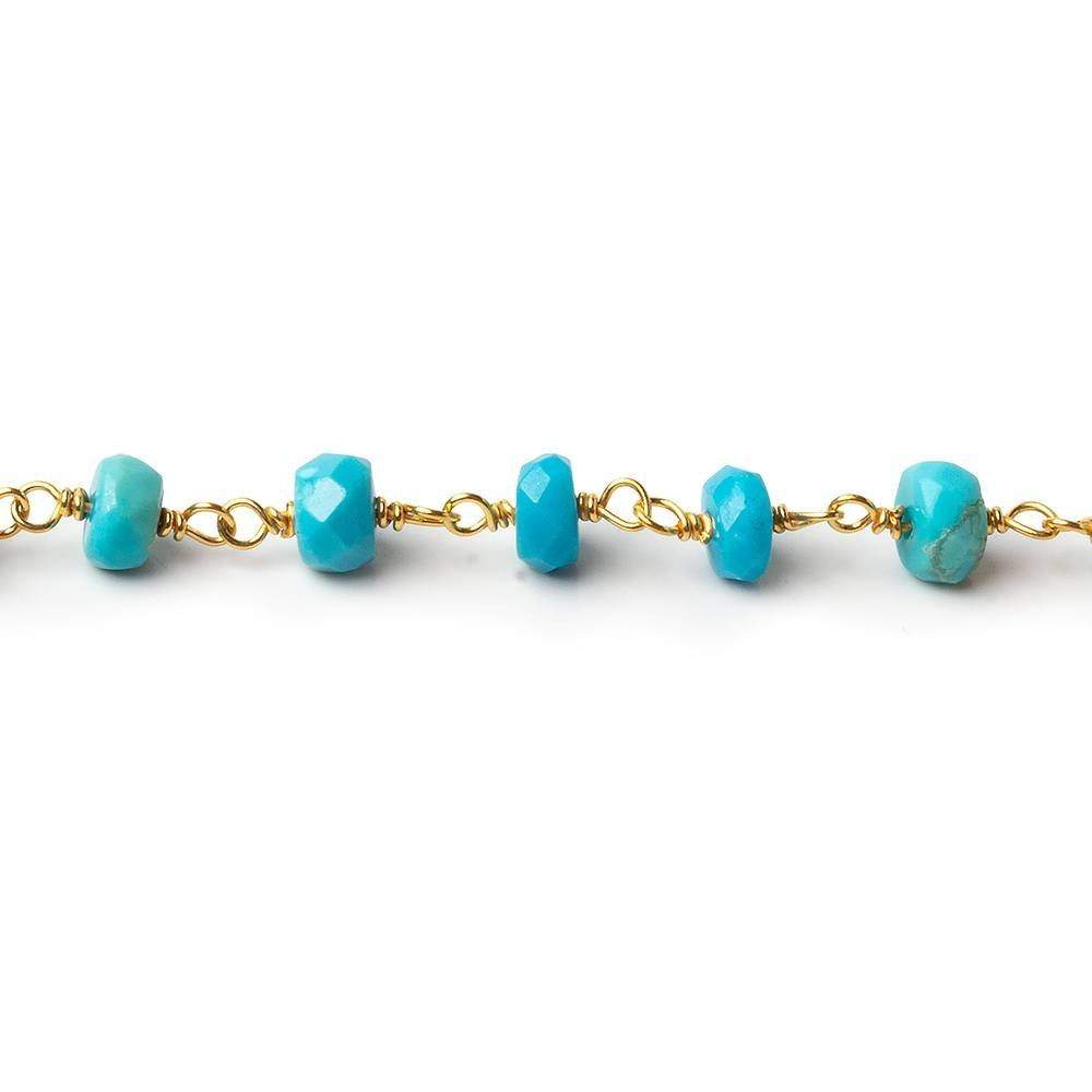 3.5-4mm Sleeping Beauty Turquoise rondelle Vermeil Chain by the foot 39 beads (ONLINE ORDER ONLY)