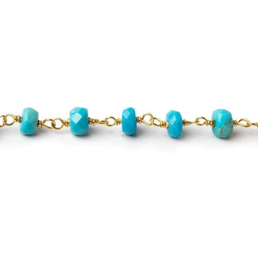 3.5-4mm Sleeping Beauty Turquoise rondelle Vermeil Chain by the foot 39 beads (ONLINE ORDER ONLY)