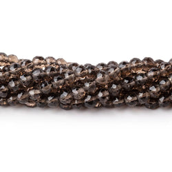 4mm Smoky Quartz Hand Faceted Round Beads 14 inch 96 pieces (ONLINE ORDER ONLY)