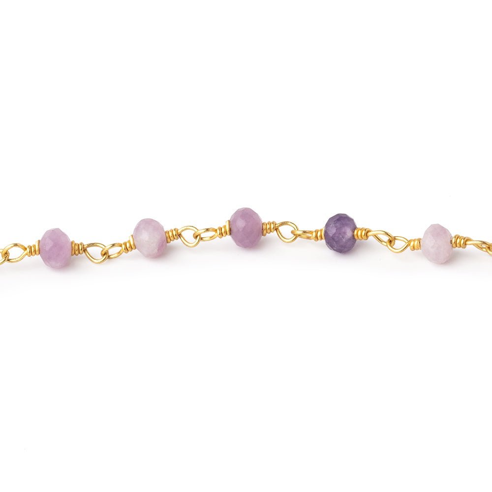 4mm Sugilite Micro Faceted Rondelles on Gold Plated Chain (ONLINE ORDER ONLY)