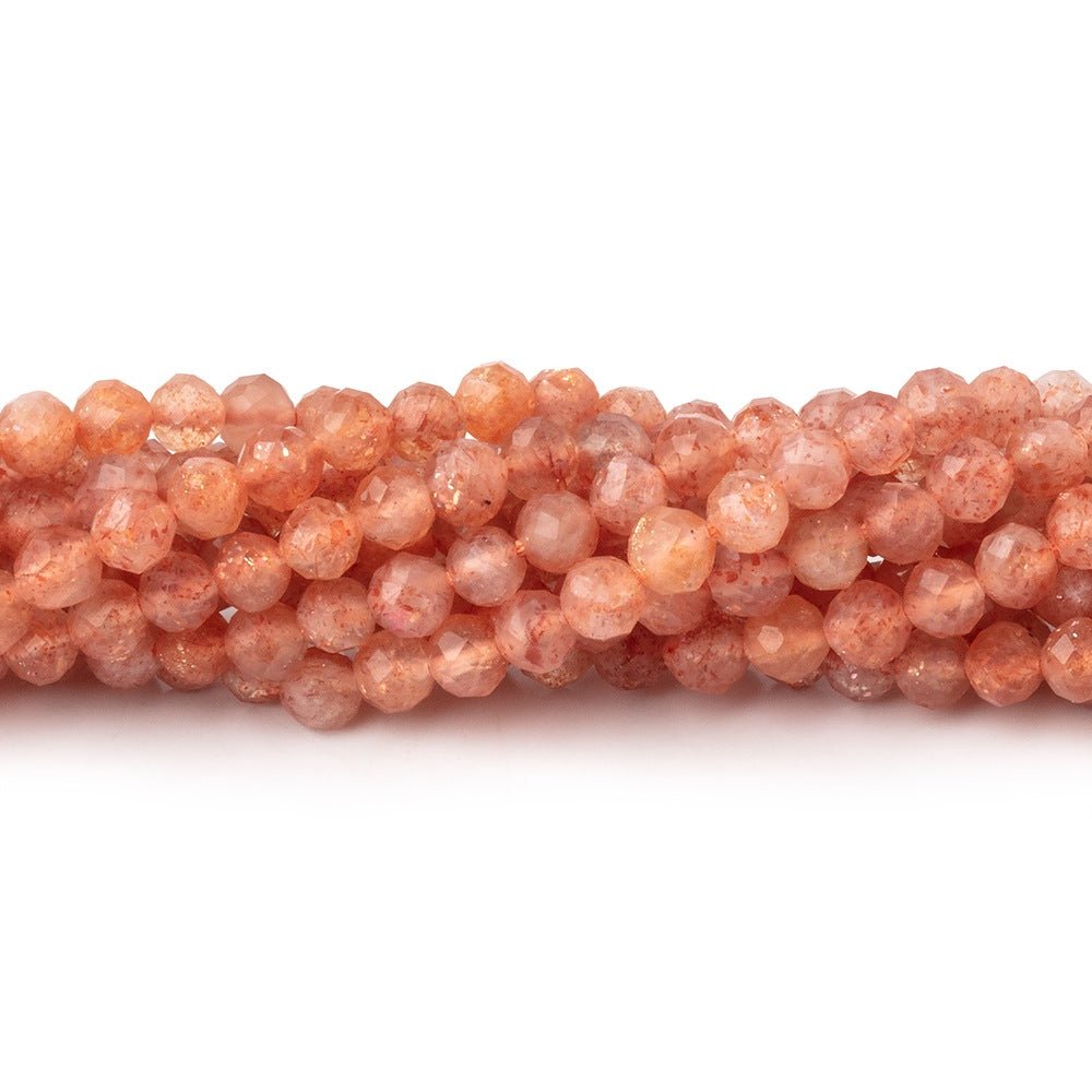 4mm Sunstone Micro Faceted Round Beads 12.5 inch 86 pieces (ONLINE ORDER ONLY)