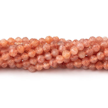 4mm Sunstone Micro Faceted Round Beads 12.5 inch 86 pieces (ONLINE ORDER ONLY)