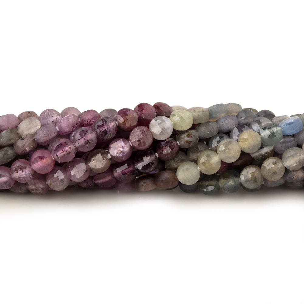 4mm Umba Sapphire Checkerboard Calibrated Faceted Coins 12 inch 87 pieces AAA (ONLINE ORDER ONLY)