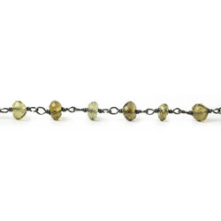 4mm Whiskey Quartz faceted rondelle Black Gold .925 Silver Chain sold by the foot 37 pieces (ONLINE ORDER ONLY)