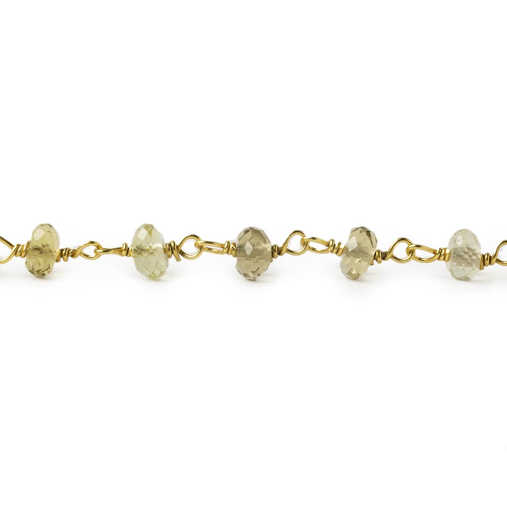 4mm Whiskey Quartz faceted rondelle Vermeil Chain sold by the foot 37 pieces (ONLINE ORDER ONLY)